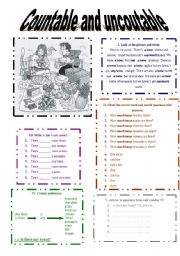 English Worksheet: Countables and Uncoutables nouns