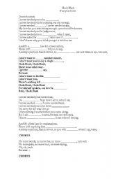 English Worksheet: exercise for a song by Pussycat Dolls Hush Hush