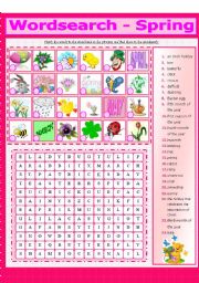 English Worksheet: WORDSEARCH - SPRING (2 - 8)