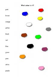 English worksheet: colours