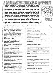English Worksheet: A SATURDAY AFTERNOON IN MY FAMILY