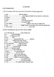 English Worksheet: WAS/WERE