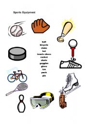 English worksheet: Sports equipment