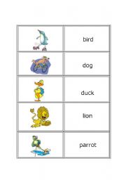 English worksheet: play with animals cards