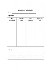 English worksheet: Elements of Fiction