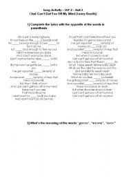 English Worksheet: Cant Get You Off My Mind - Lenny Kravitz