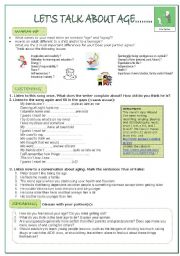 English Worksheet: LISTENING AND SPEAKING LESSON ON AGE for adults.KEY AND LINKS provided