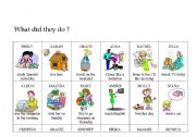 English Worksheet: what did they do?