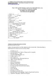 English worksheet: Williams Personal Information