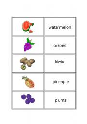 English worksheet: fruits cards