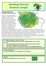English Worksheet: Reading Activity - Amazon Jungle
