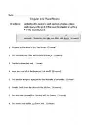 English Worksheet: Singular and Plural Noun - Part II