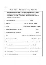 English worksheet: Singular and Plural Noun - Part III