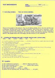 English worksheet: INTERMEDIATE TEST - TEST YOUR STUDENTS