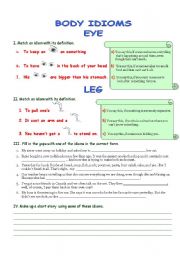 English worksheet: Body Idioms