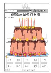 English Worksheet: Numbers from 11 to 20