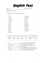 English Worksheet: Simple Past Affirmative form