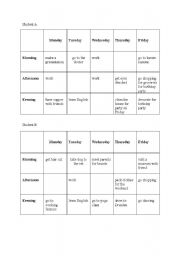         Weekly schedules- present continuous for future arrangements