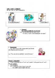 English worksheet: can/cant vs could/couldnt