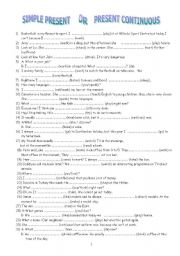 English Worksheet: Present Simple vs Present Continuous