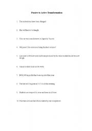 English Worksheet: Passive to Active