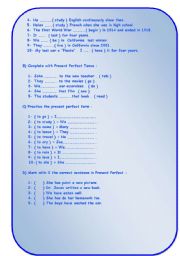 English worksheet: Present Perfect Tense