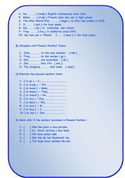 English Worksheet: Present Perfect Tense