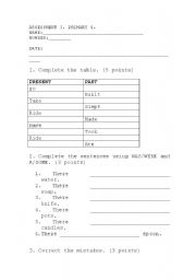 English Worksheet: Past Simple assessment