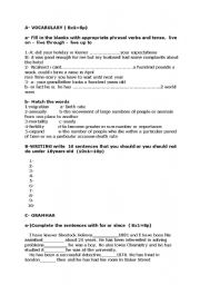 English Worksheet: exam