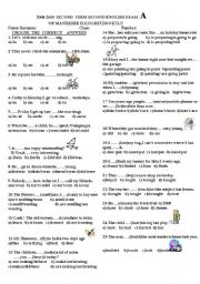 English Worksheet: exam for 7th grade