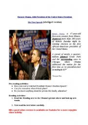 English Worksheet: Barack Obamas election speech