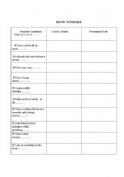 English worksheet: know yourself