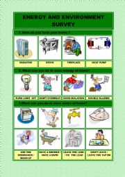 English Worksheet: Energy and environment survey