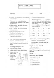English worksheet: ENglish Exam 1