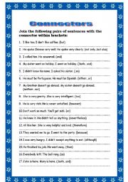 English Worksheet: JOINING SENTENCES USING CONNECTORS