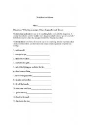 English worksheet: Idioms