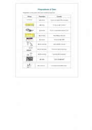 English worksheet: preposition of time