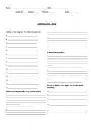 English worksheet: Broken Strings Answersheet test