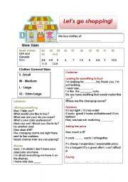 English Worksheet: Lets Go shopping! Ways to carry on a conversation!