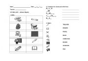 English Worksheet: school objects