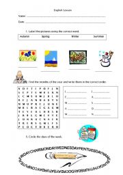 English Worksheet: Seasons, Months, Days