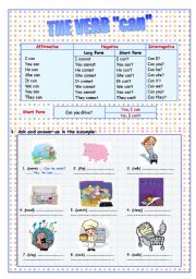 English Worksheet: The verb can