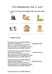 English Worksheet: Old Macdonald had a zoo