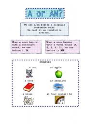 English Worksheet: Articles Part One 