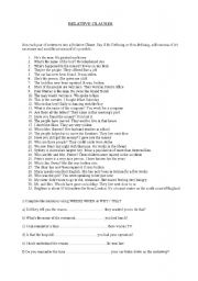 English Worksheet: Relative clauses