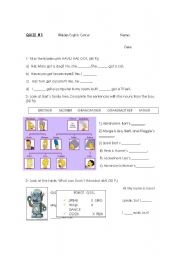 English worksheet: EASY QUIZ FOR JUNIOR STUDENTS