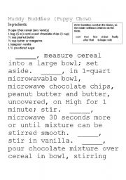 English worksheet: Muddy Buddies for transition words