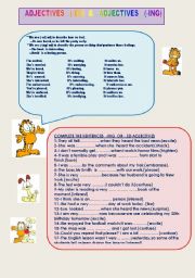 English Worksheet: ADJECTIVES ENDING IN ( --ING  & --ED )TWO PAGES