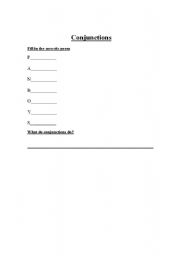 English worksheet: conjunctions worksheet