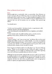 English Worksheet: Britain Customs